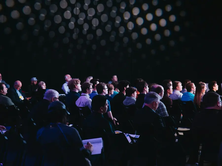 Packed conference hall during a keynote session
